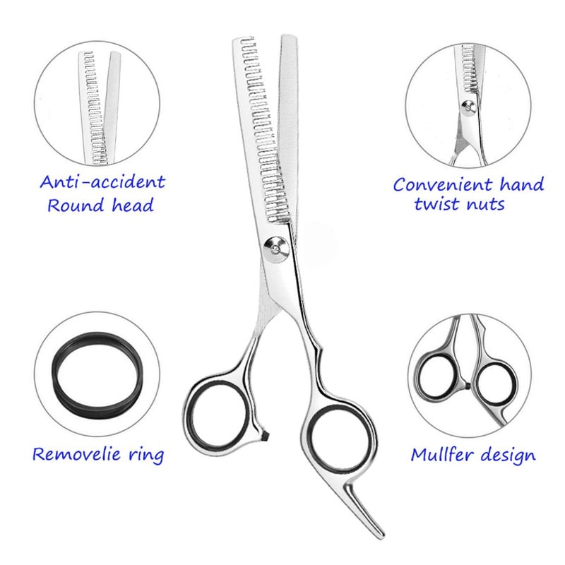 Essoy Professional Thinning Shears - 6.5-Inch Hair Cutting Scissors with Stainless Steel Blades, Fine Adjustment Screw for Home Salon, Barber and Hairdressing - Image 2